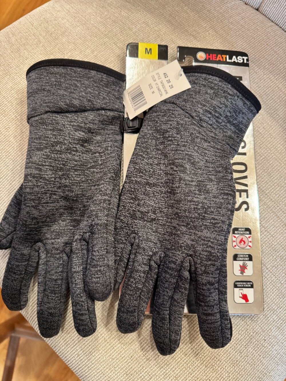 NWT HeatLast Men's Touchscreen Thermal Gloves Gray Heather Size Medium